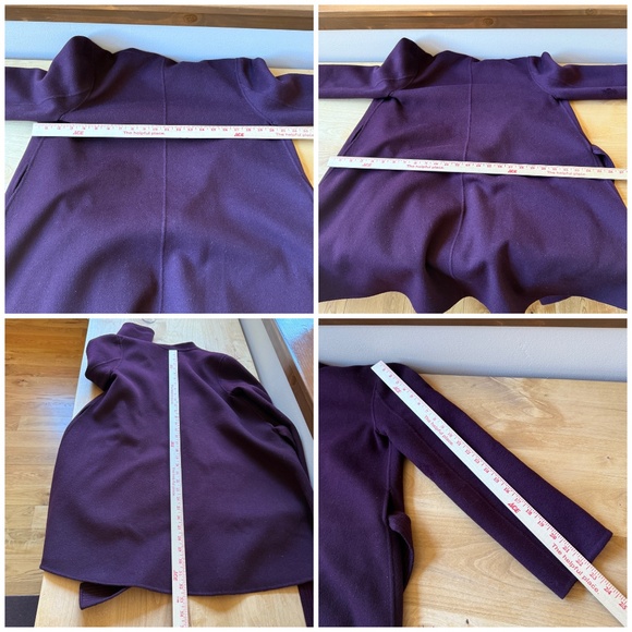 TSE 100% CASHMERE COAT SINGLE HOOK EYE CLOSURE WAIST BELT POCKETS BURGUNDY 4 - Picture 9 of 10